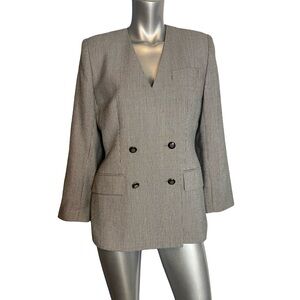 John Meyer vintage petite Women's Gray Double-Breasted Blazer 10p houndstooth